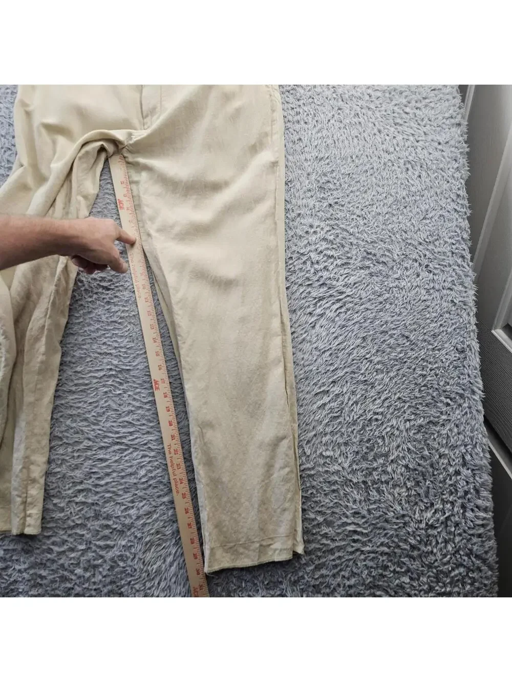 POLO Ralph Lauren Vintage Chino Pants Men 36 (Fits 33-34x30) Linen Silk Beige *